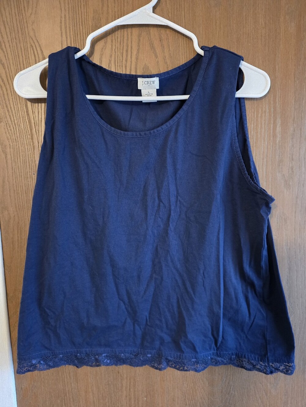 J. Crew Navy Sleeveless Tank with Lace Trim